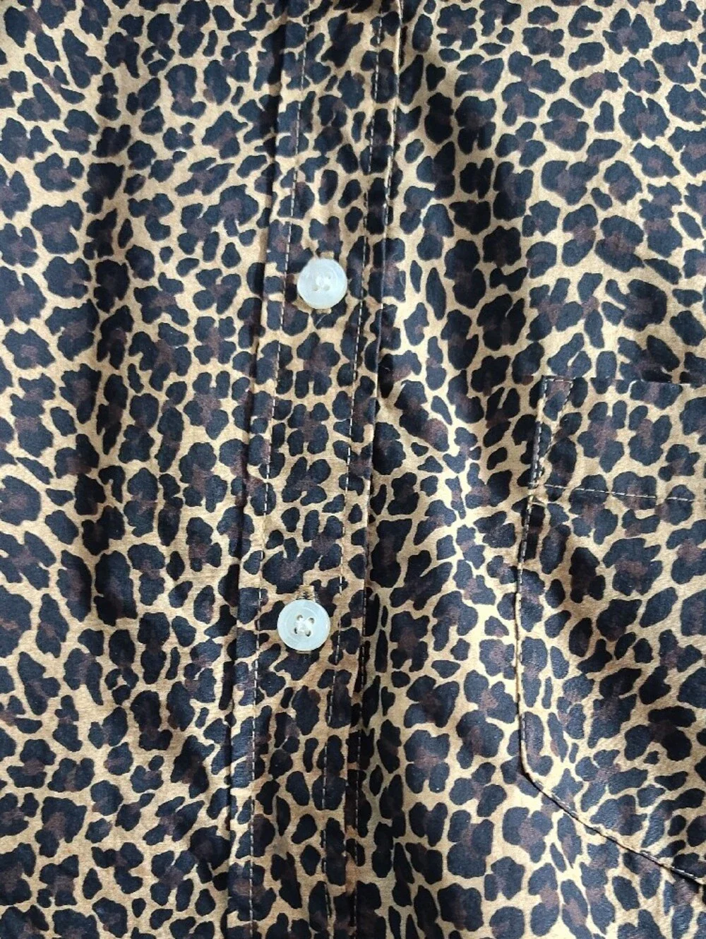 J. Crew Leopard Print Chic Preppy Button-Down Shirt - Tan & Black